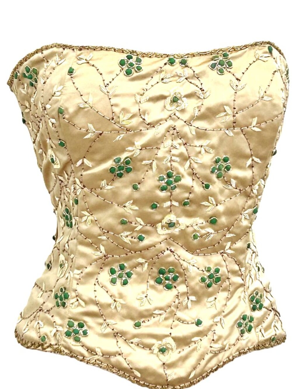 JASDEE Vintage Bustier Corset HandWork GottaThread & Beaded On Satin style F3127